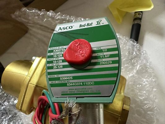 8344G074 110V Emerson ASCO Сулленовый клапан 4 направления 1/2 "NPT Single Solenoid Brass Body