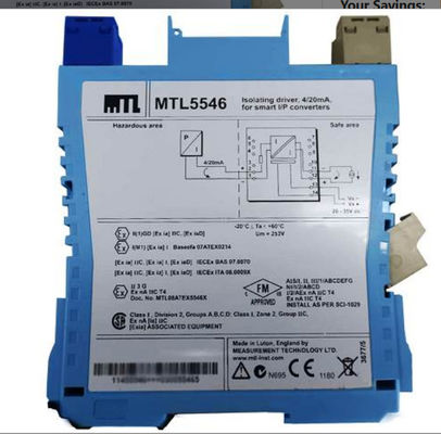 MTL5546 MTL Изоляционный драйвер для позиционирующих клапанов HART® мощностью 4 20mA с обнаружением ошибок линии