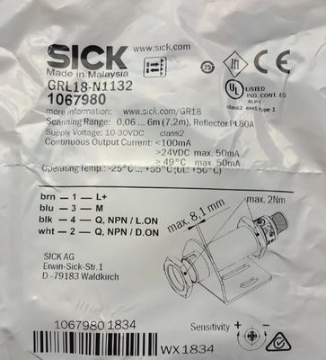 SICK GRL18-N1132 Фотоэлектрические датчики GR18 с длиной волны 650 нм