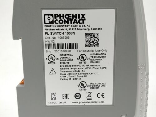 FL SWITCH 1008N 1085256 Промышленный коммутатор Ethernet с уровнем защиты IP54 и постоянной ячейки 0,05 см-1