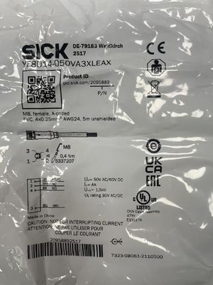 Терминалы IP20 EN 60529 SICK YF8U14-050VA3XLEAX Кабель датчика/актуатора с потреблением тока 40 mA