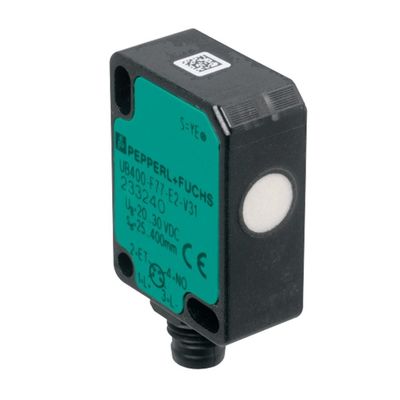 Ультразвуковый датчик прямого обнаружения Pepperl Fuchs UB100-F77-E2-V31 с задержкой ответа ≤ 50 мс Масса 10 г